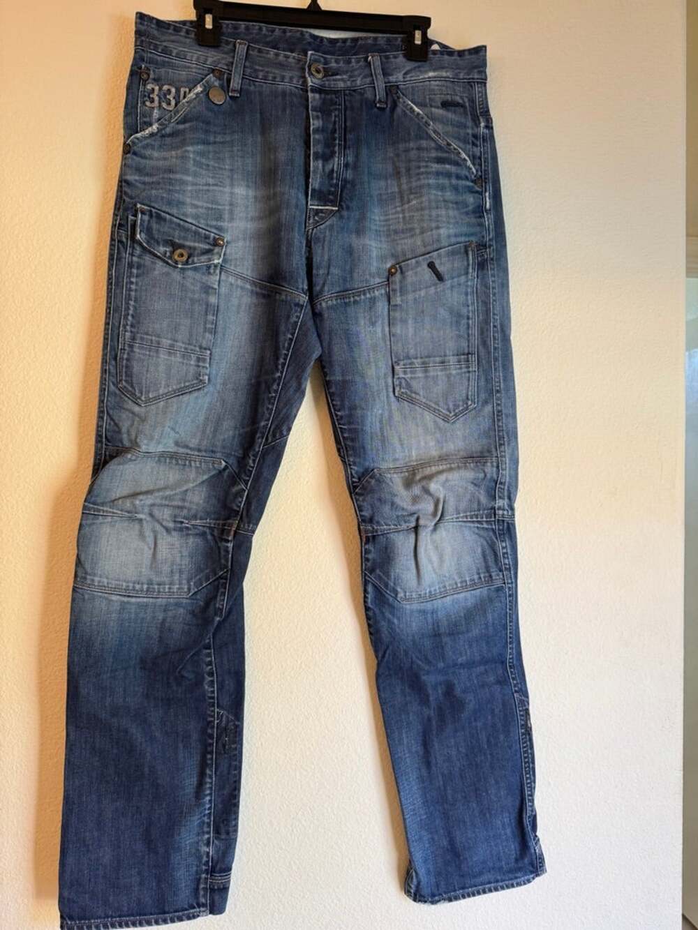G-STAR RAW 3301 Vintage Double Knee Cardo Tapered Jeans 34/34